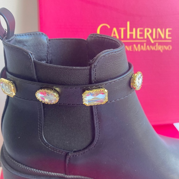 NWT  Black Ankle Boots w/crystals sz 8.5 designer inspired - Picture 8 of 10